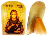 Икона из селенита с подставкой "Святая мученица Регина Гальская"