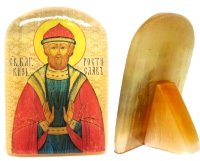 Икона из селенита с подставкой "Святой Ростислав"