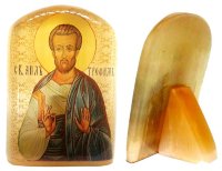 Именная икона из селенита "Св.Трофим"