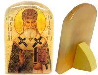 Икона из селенита с подставкой "Серафим Софийский Чудотворец"