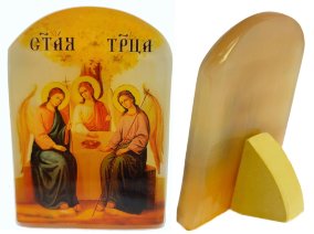 Икона из селенита с подставкой № 2 "Святая Троица" 
