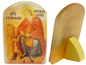 Именная икона из селенита "Святой Герасим Иорданский" 
