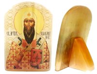 Именная икона из селенита "Святитель Евфимий Новгородский"