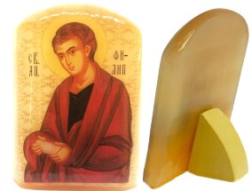 Именная икона из селенита "Святой Апостол Филипп" 