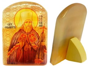 Именная икона из селенита "Филарет, Патриарх Московский" 