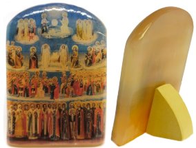 Икона из селенита с подставкой "Всех Святых" 
