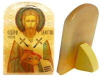 Икона из селенита с подставкой "Священномученик Валентин"