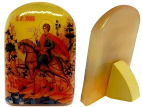 Именная икона из селенита "Святой Трифон" 