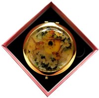 Зеркало с накладкой из селенита с кнопкой в подарочной упаковке"№2(7)