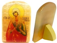 Икона из селенита с подставкой "Святая Мученица Калиса Коринфская"