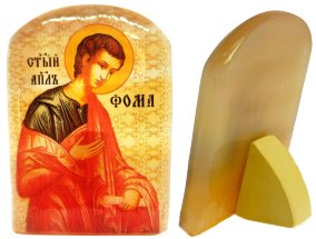  Именная икона из селенита "Святой Апостол Фома" 