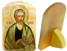 Икона из селенита с подставкой "Святой Родион" 