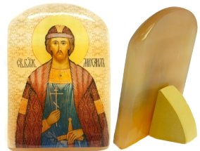 Икона из селенита с подставкой "Святой Михаил" 