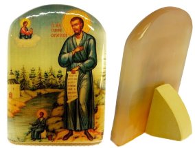 Икона из селенита с подставкой № 1 "Св. Симеон Верхотурский (Семён)" 