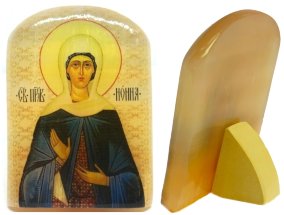 Икона из селенита с подставкой "Святая Нонна" 