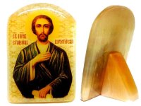 Икона из селенита с подставкой № 2 "Св. Симеон Верхотурский (Семён)"