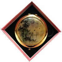 Зеркало с накладкой из селенита с кнопкой в подарочной упаковке"№2(13)