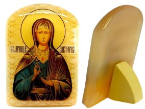 Икона из селенита с подставкой "Св. Виктория" 