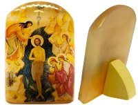 Икона из селенита с подставкой "Крещение Господне(Богоявление)"