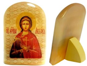 Именная икона из селенита "Святая мученица Любовь" 