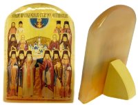 Икона из селенита с подставкой "Собор Преподобных Оптинских Старцев"
