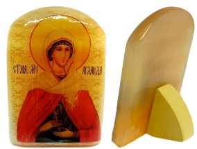 Именная икона из селенита "Святая Аглаида Римская" 