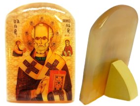Именная икона из селенита "Николай Угодник" 
