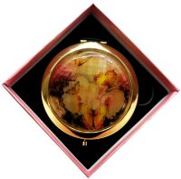 Зеркало с накладкой из селенита с кнопкой в подарочной упаковке"№2(16)