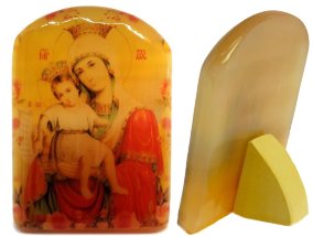 Икона из селенита "Афонская Милующая икона Божией матери" 