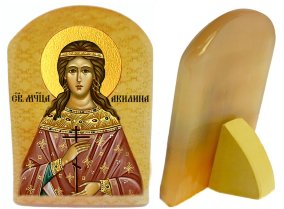 Именная икона из селенита "Св. Акилина" 