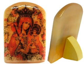Икона из селенита "Божья мать благоуханный цвет" 