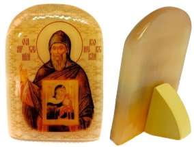 Именная икона из селенита "Святой Арсений Коневский" 