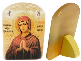 Икона из селенита Божией Матери "Умягчение злых сердец" 