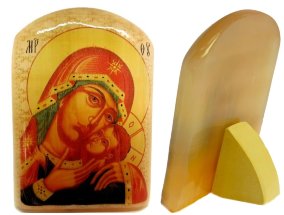 Икона из селенита "Икона Богородицы спасительница утопающих" 