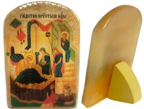 Икона из селенита "Рождество Пресвятой Богородицы" 
