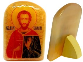 Именная икона из селенита "Святой Валерий" 