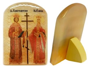 Икона из селенита с подставкой "Святые Константин и Елена" 