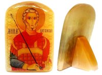 Именная икона из селенита "Св.Великомученик Мина"