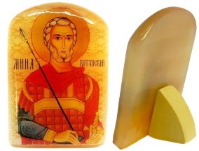 Именная икона из селенита "Св. Великомученик Мина" 
