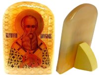 Именная икона из селенита "Святой Григорий"