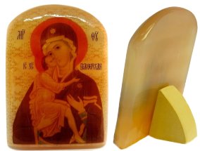 Икона из селенита "Богоматерь Умиление Белозерская" 