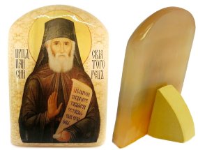 Именная икона из селенита "Святой Паисий Святогорец" 