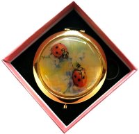 Зеркало с накладкой из селенита с кнопкой в подарочной упаковке"№2(28)