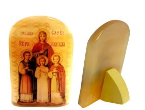  Малая икона из селенита 50*35 "Вера, Надежда, Любовь и мать их София" 