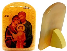 Икона из селенита «Святое семейство» (Святые Мария, Иисус и Иосиф) 