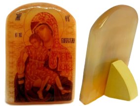 Икона из селенита "Б. М. Милостивая Киккская" 