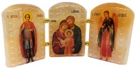 Триптих из селенита "Святое семейство (Святые Мария, Иисус и Иосиф) с Архангелами"