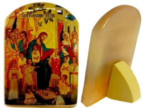 Икона из селенита с подставкой "Благословение детей" 