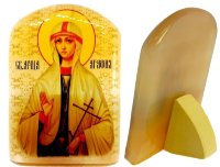 Икона из селенита с подставкой "Святая Агафия"
