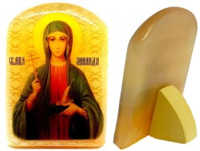 Икона из селенита с подставкой "Святая Зинаида" 